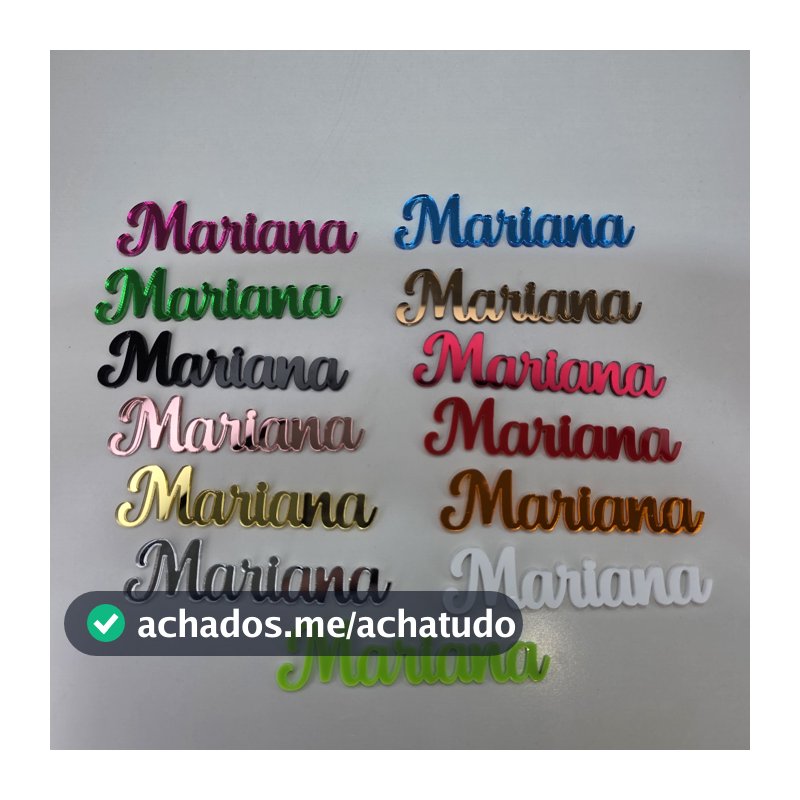 Aplique Nome 5cm Acrilico Espelhado  - Kit 5 ate 40 unidades