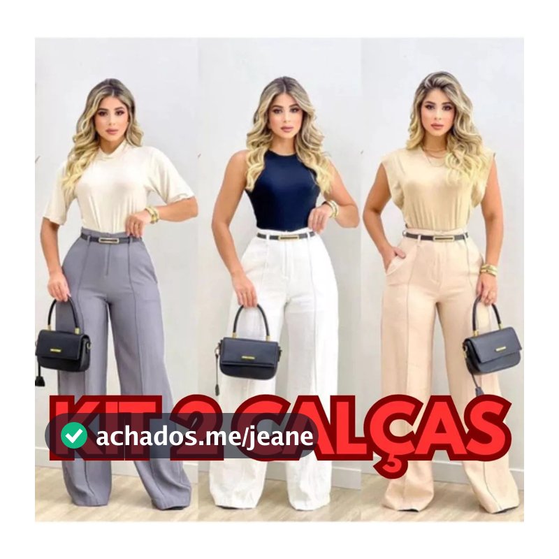 Kit 2 Calça Alfaiataria PREMIUM Com Ziper Lateral Cintura Alta Com 1 Cinto  PROMOÇÃO do P ao GG