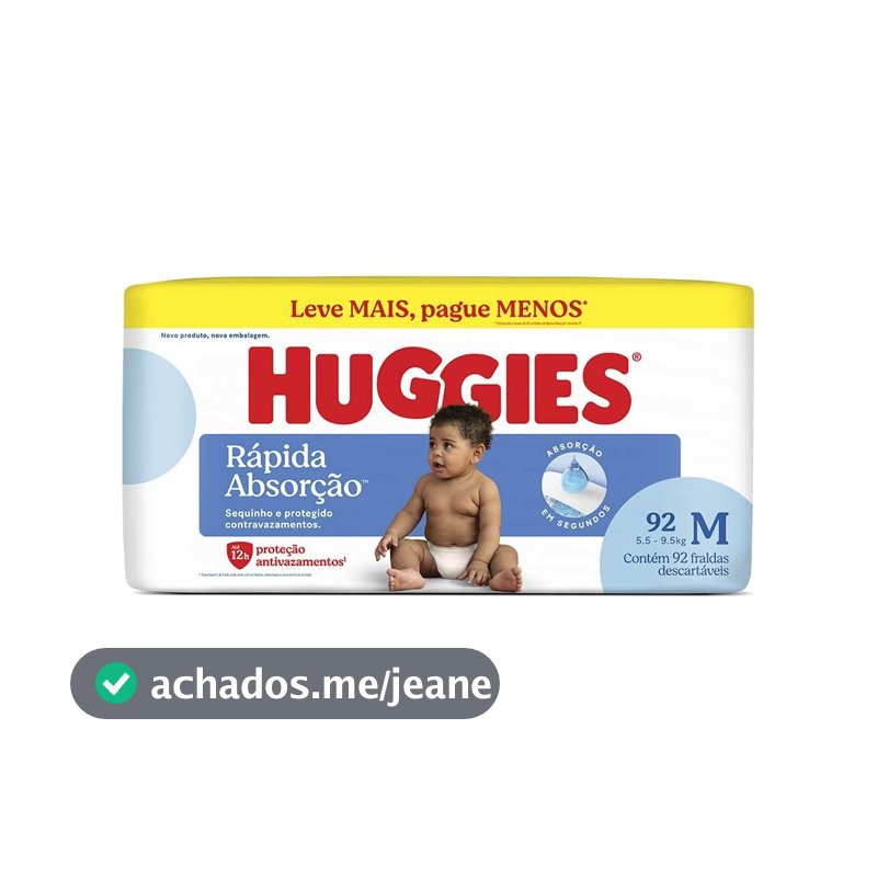 Fralda Infantil Huggies Tripla Proteção M Com 92 Unidades