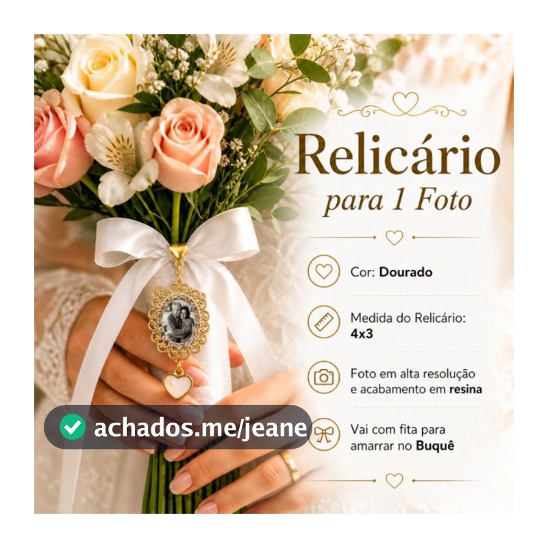 Relicário para Buquê de Noivas com até 4 fotos | Casamento | Noivas | Relicário | Buquê