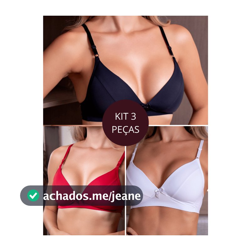 Kit 3 Peças - Sutiã Fernanda Com Bojo Soft Confortável Alça Regulável Atacado