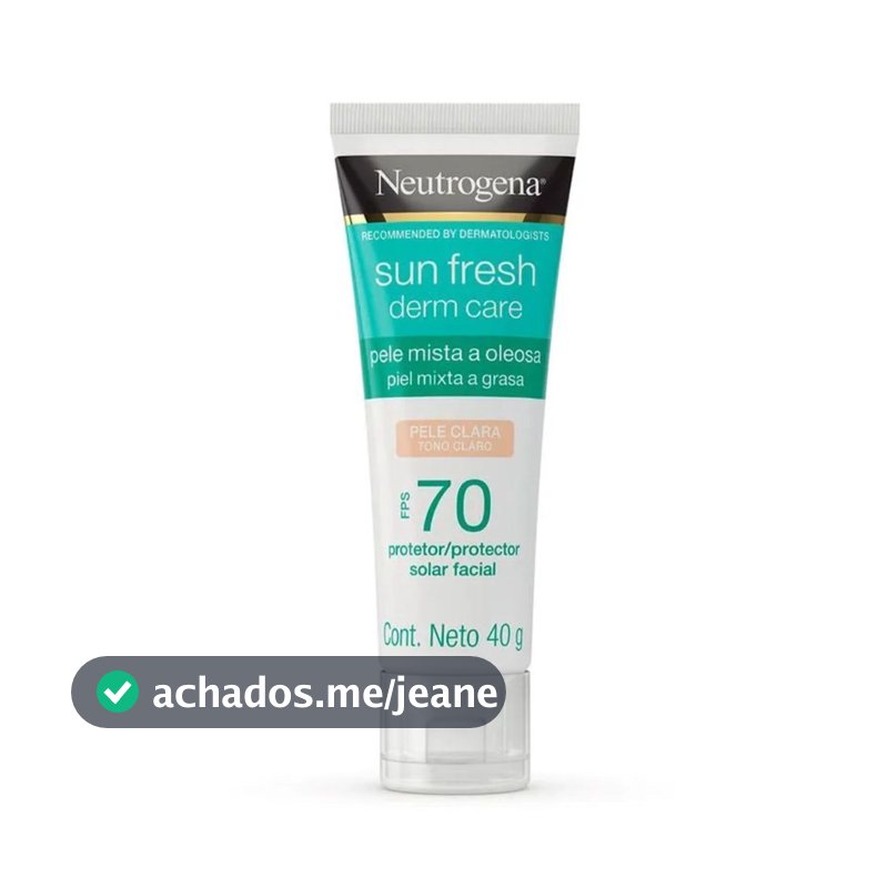 Protetor Solar Facial Para Pele Oleosa NEUTROGENA SUN FRESH® Derm Care Pele Clara FPS 70, 40g