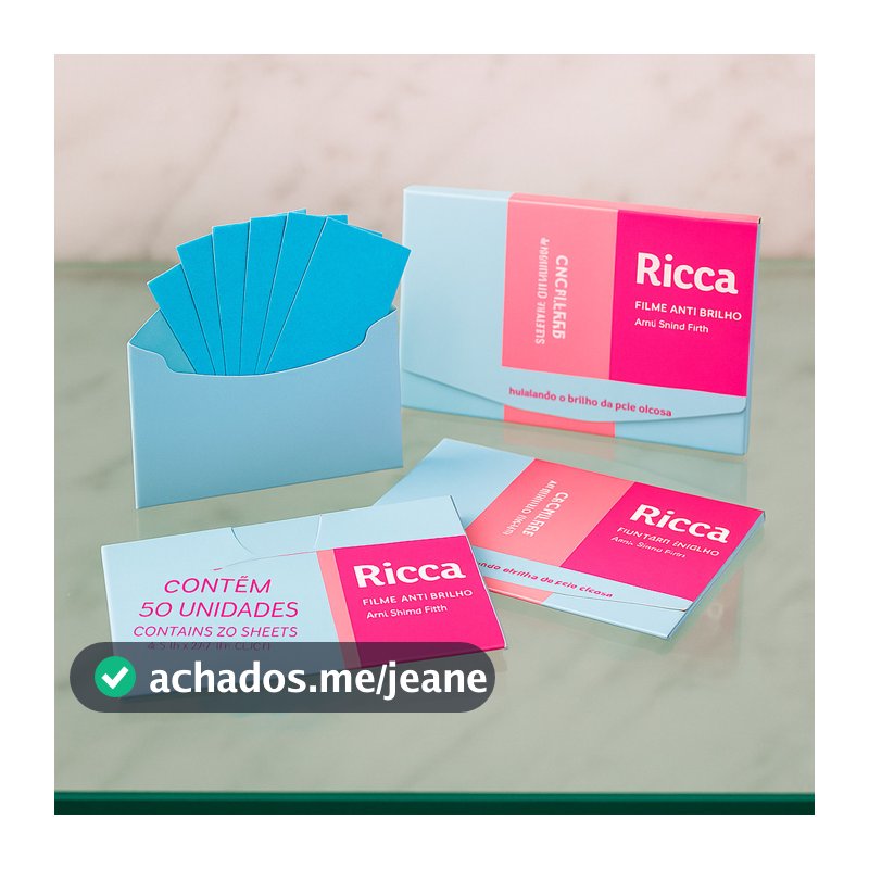 Lenço Removedor de Oleosidade Ricca 50 Un Anti Brilho Pele Sequinha Maquiagem Impecável