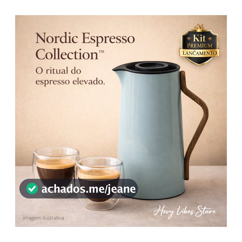 Kit Garrafa Térmica Jarro 1L + 2 Copos Vidro Dupla Camada 90ml Espresso Café Elegante Prem