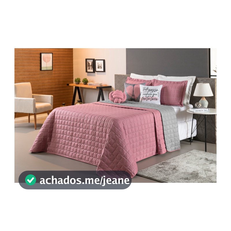Kit Colcha Cobre Leito Dupla Face Cama Casal Queen 08 Peças MicroFibra Matelado Duas Cores
