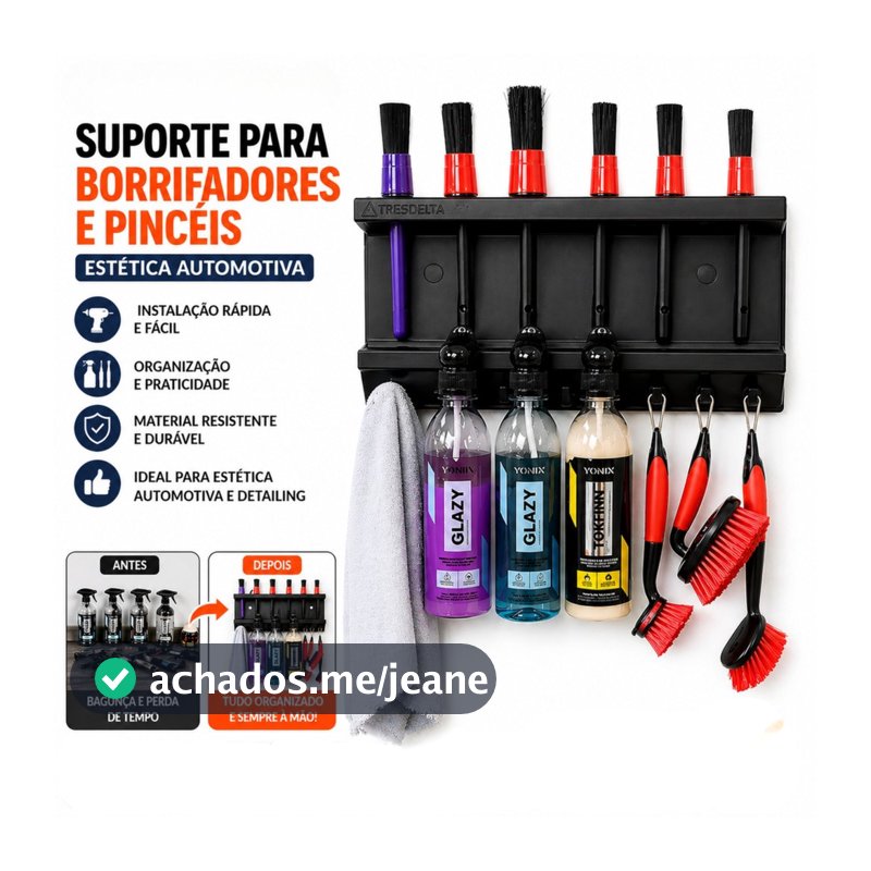 Suporte para Borrifadores e Pincéis Organizador Profissional Estética Automotiva Escovas Detailing
