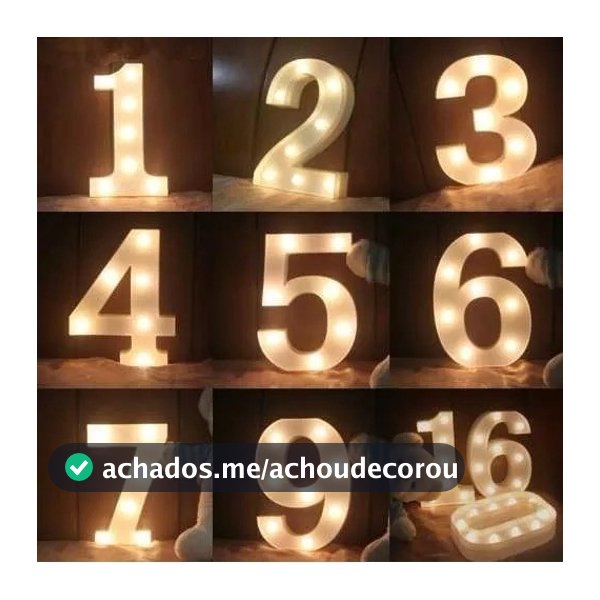 luminária decorativa numero led 3d 22cm