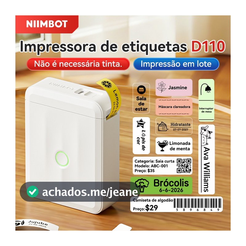 Niimbot D110 Impressora de Etiquetas Inteligente Térmica Bluetooth Impressora sem Tinta para iOS Android
