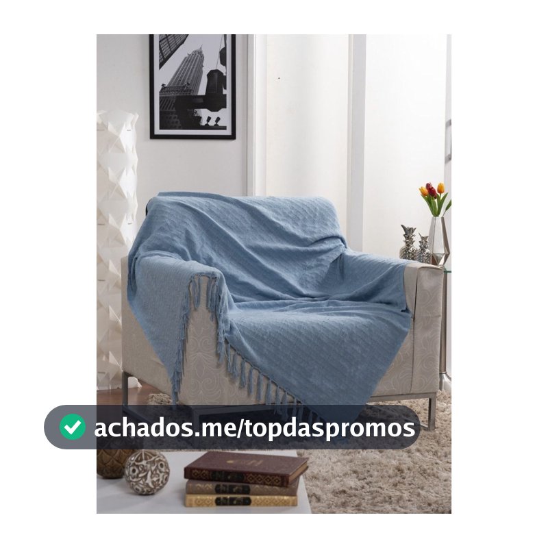Manta Para Sofá Italiana 100% Algodão Azul