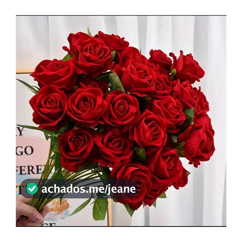 Kit 10 Rosas Artificial Vermelha Aveludada Individual  Dia Das Mães Decoração Arranjo Flor