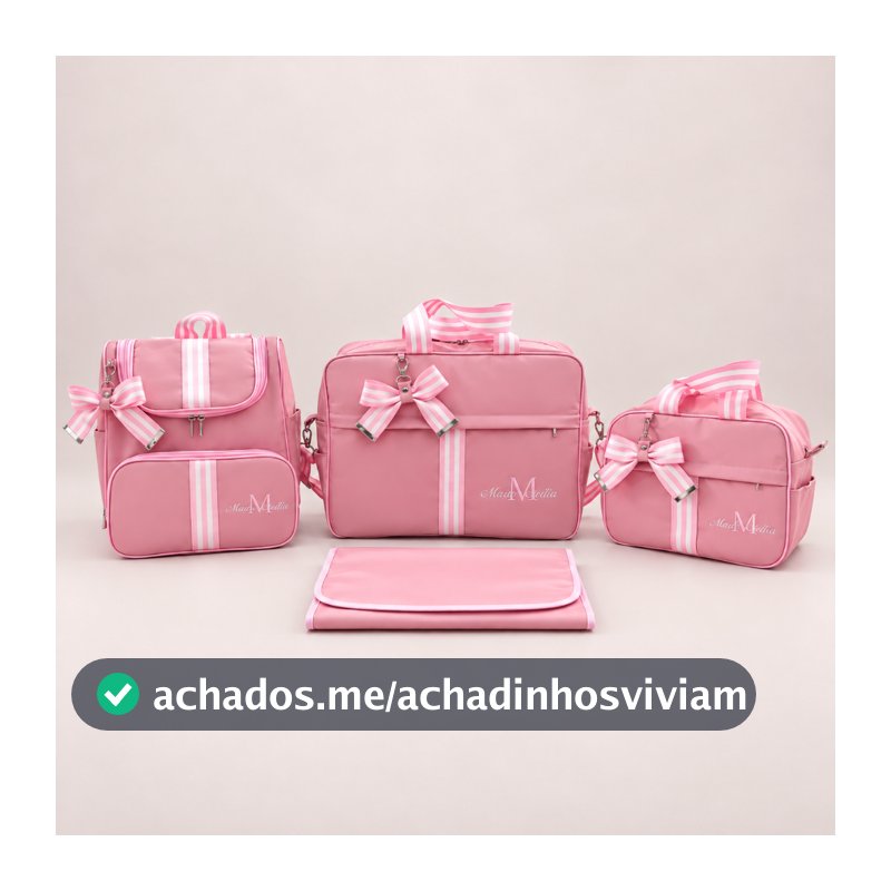 Kit Mala Maternidade 4 peças Personalizado e Bordado | Impermeável Com Trocador e Laço
