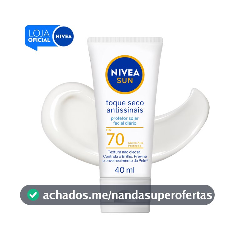 NIVEA SUN Protetor Solar Facial Toque Seco Antissinais FPS 70 40ml