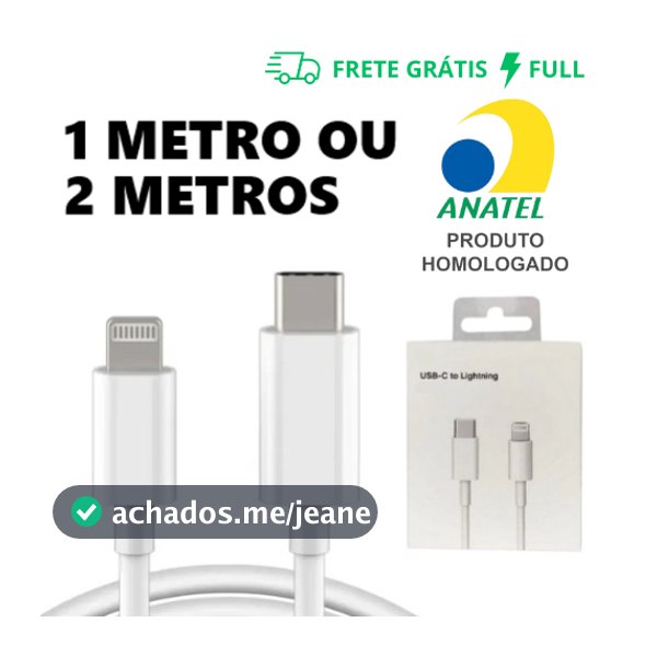 CABO PARA IOS USB-C LIGHTNING DE CARREGAMENTO RÁPIDO DADOS DE 1M OU 2M PARA IOS
