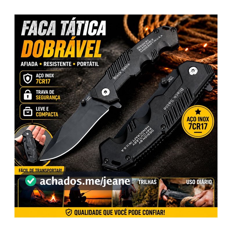 Canivete Aço Preto Faca de cozinha para frutas Para Cozinha Pesca Camping Sobrevivência