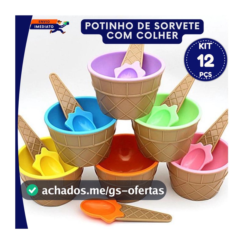 Jogo 04, 06 ou 12 Potes Plástico Tigela Para Sorvete Potinho De Sobremesa Com Colher Casquinha Festa