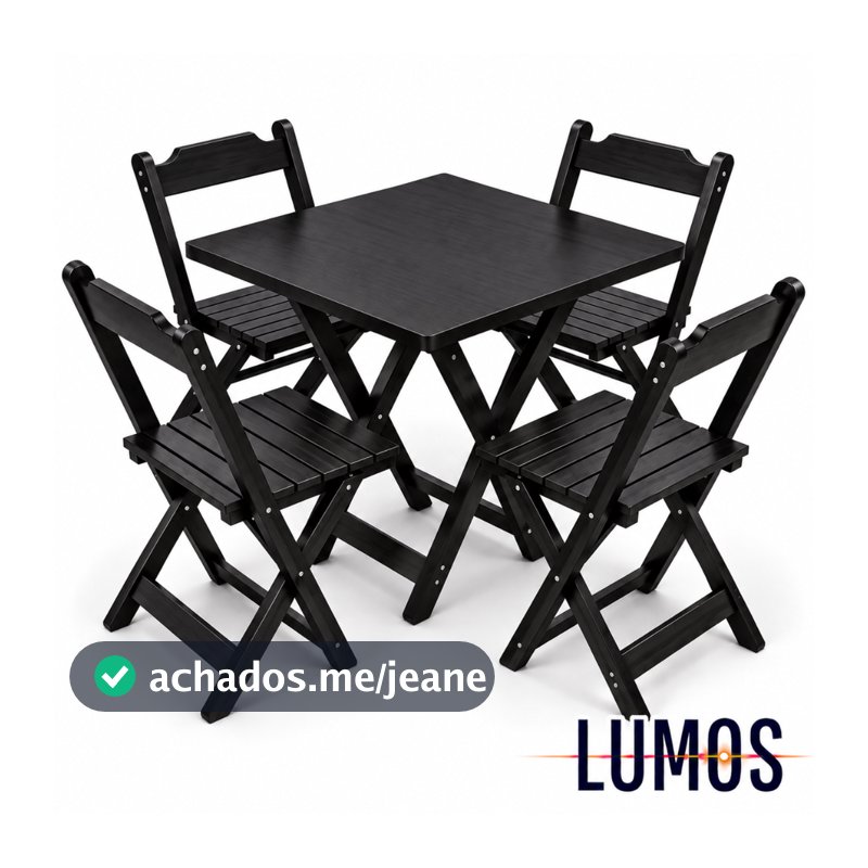 JOGO DE MESA MADEIRA DOBRÁVEL COM 4 CADEIRAS - BAR RESTAURANTE ÁREA GOURMET