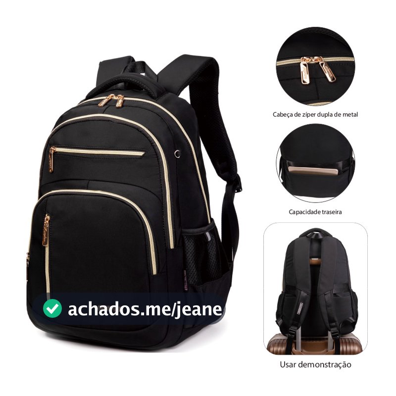 Mochila feminina de lona Oxford, grande capacidade, bolsa de computador para trabalho, resistente a respingos