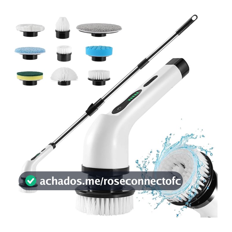 Escova De Limpeza Multiuso Elétrica 9 Cabeças Sem Fio 360º