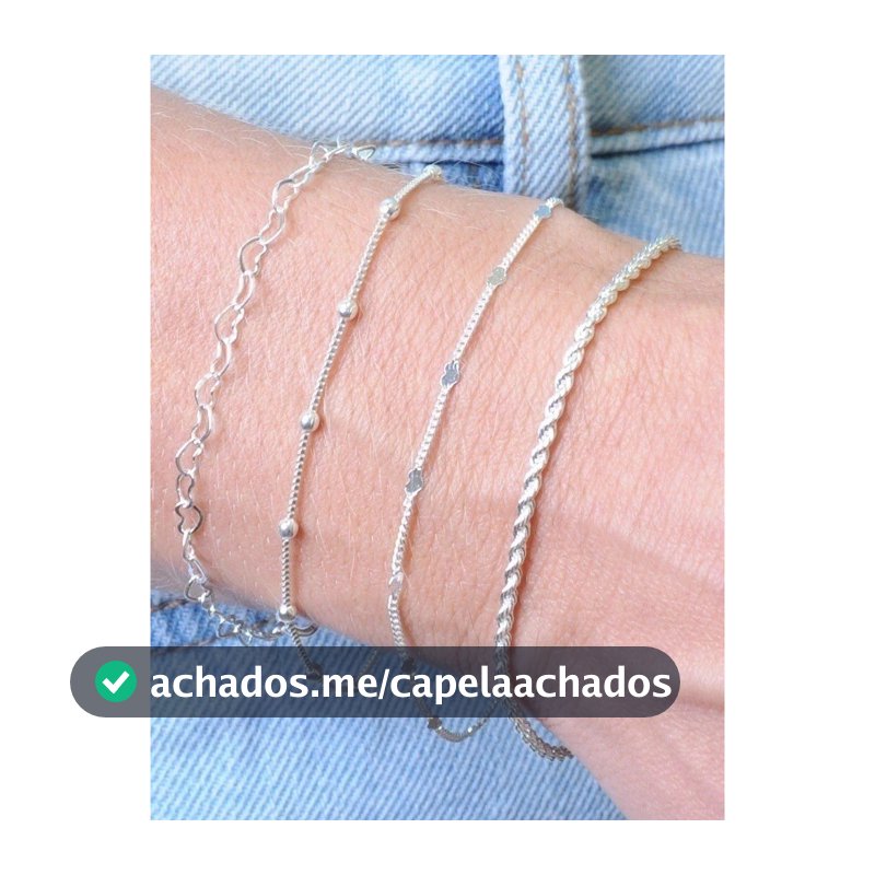 kit 4 pulseiras prata 925 + BRlNCO BRINDE cordão+veneziana com bolinhas + elo e detalhe coração