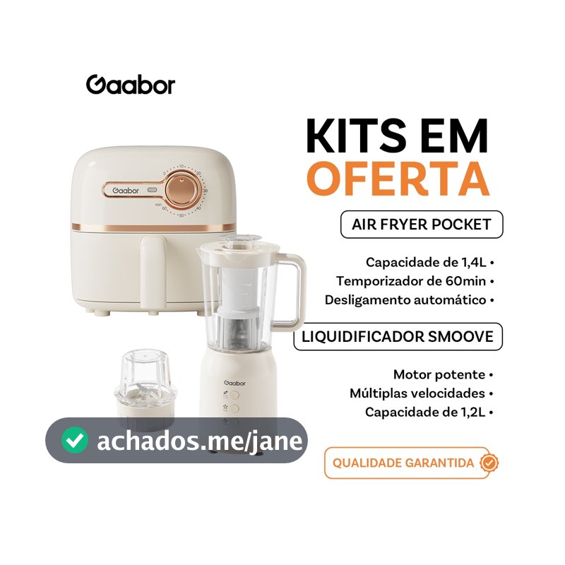 [Oferta Combinada]Gaabor Air Fryer 1,4L Controle de Temperatura Timer Unico + Eletrodomésticos de cozinha