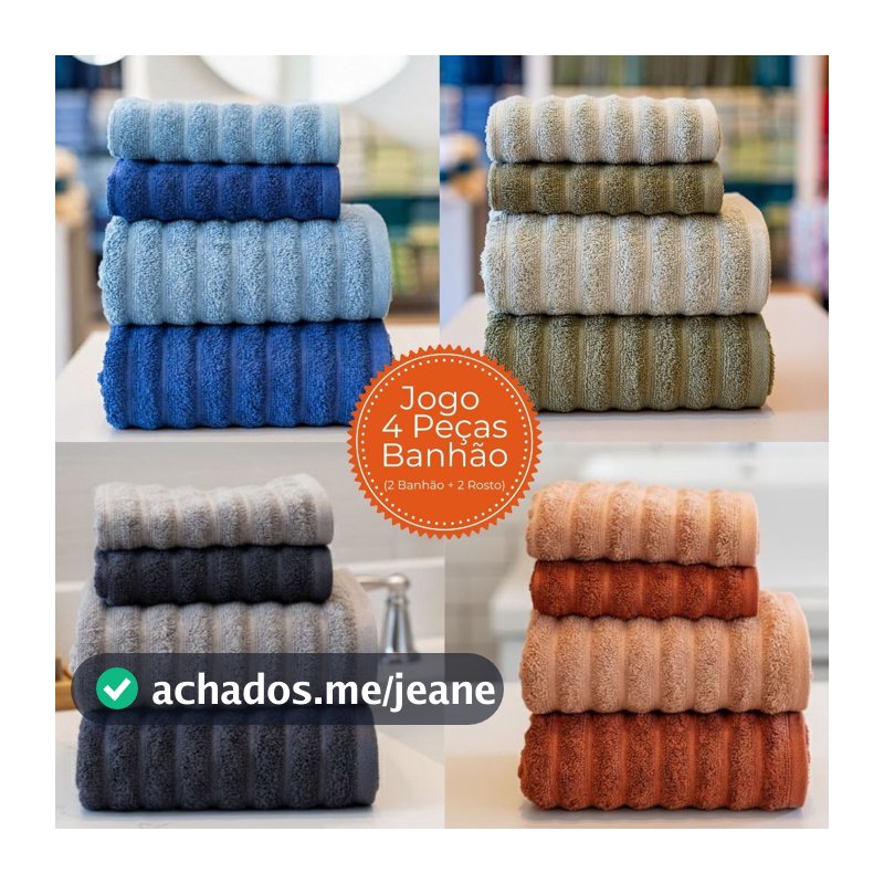 Jogo de Toalha Banhão 4 Peças Gigante 100% Algodão Excelente Absorção Habitat Wave