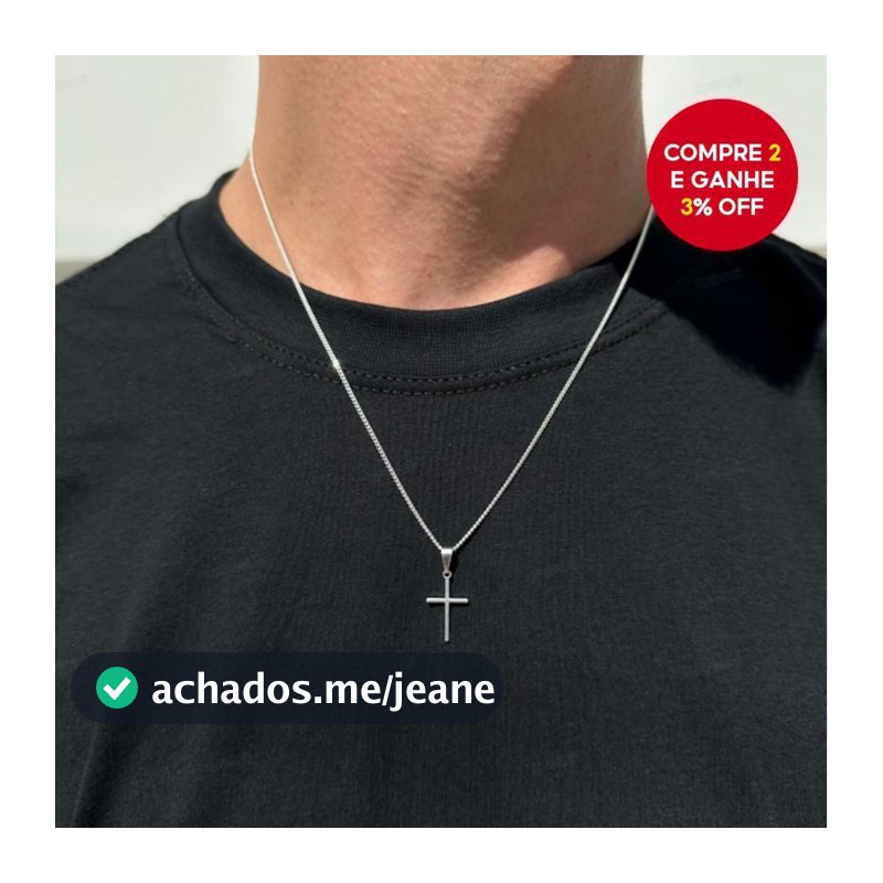 Colar Minimalista Com Pingente De Cruz , Joia Elegante Masculina , Presente Em Qualquer Ocasião