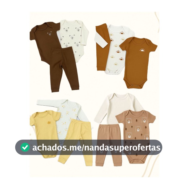 Kit Minimalista 12 peças body bebê manga curta manga longa calça Menino e Menina P ao GG