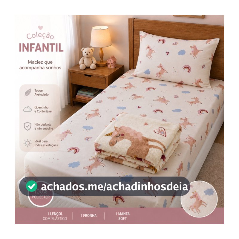 Kit Manta Lencol Coberta Infantil Cobertor Jogo De Lençol 2 Peças Pecas Solteiro