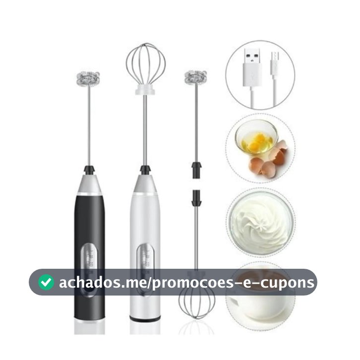Batedor Misturador Mixer Elétrico portátil Recarregável Para Bebi Leite Café Ovo 2 em 1