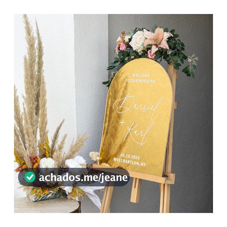 Placa para Casamento com Cavalete Entrada Recepção Bem Vindo Espelhada Aniversário Evento