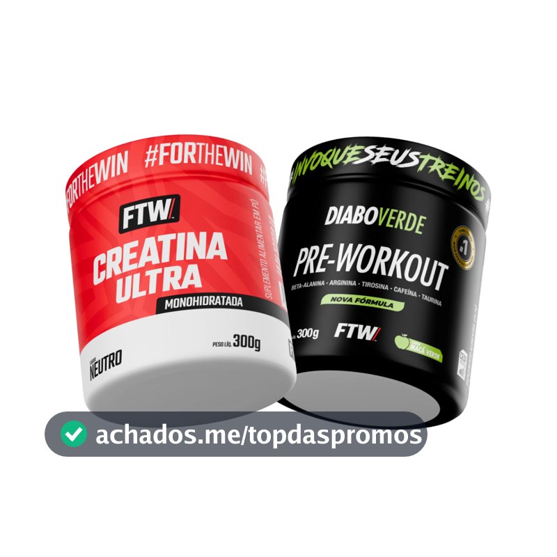 Kit Creatina Ultra Pote 300g + Pré Treino Diabo Verde Pre-Workout 300g - FTW