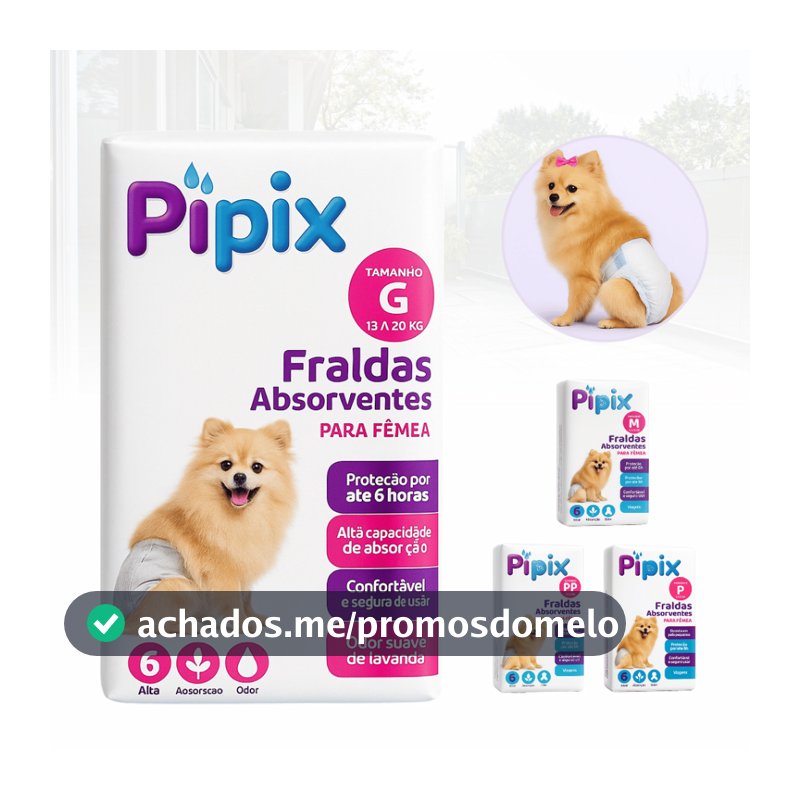 Fralda Higiênica Descartável Para Cães Pet Pipix Fêmea 6 Unidades
