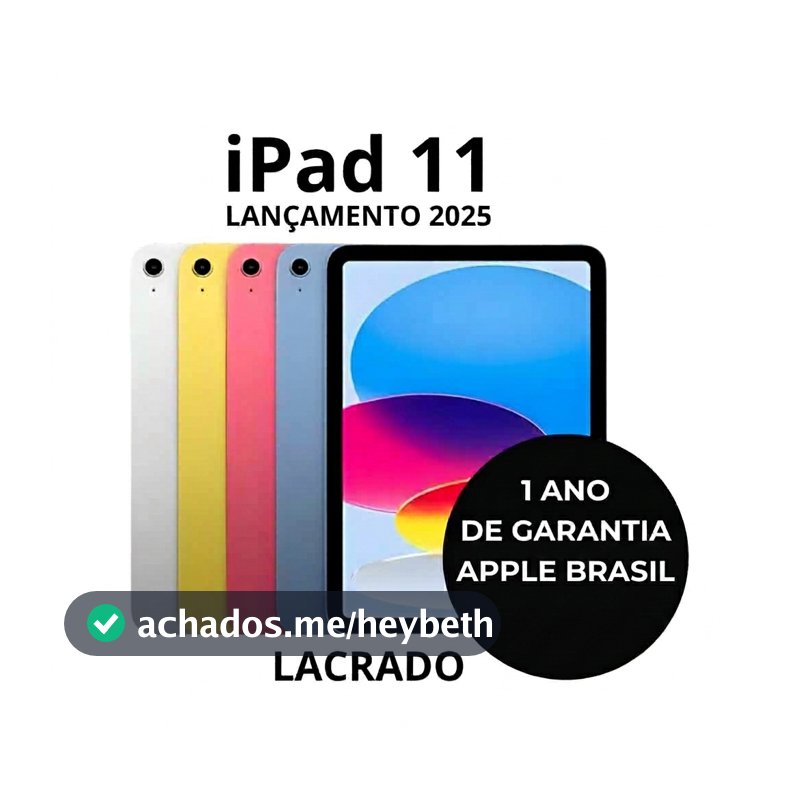 Apple iPad 11ª Geração A16 128GB Wi-Fi Tela 11" Liquid Retina Tablet Original Apple Garantia 12 Meses Lacrado