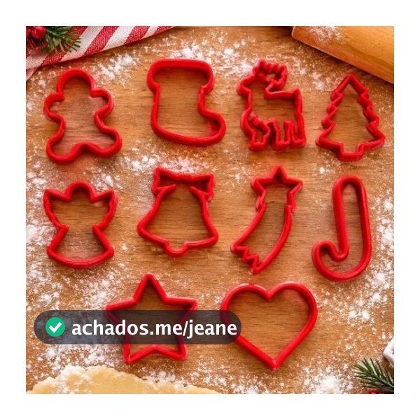 Kit Cortadores de Biscoito - Tema Natal - 6 cm - 10 desenhos diferentes K10, Natalino