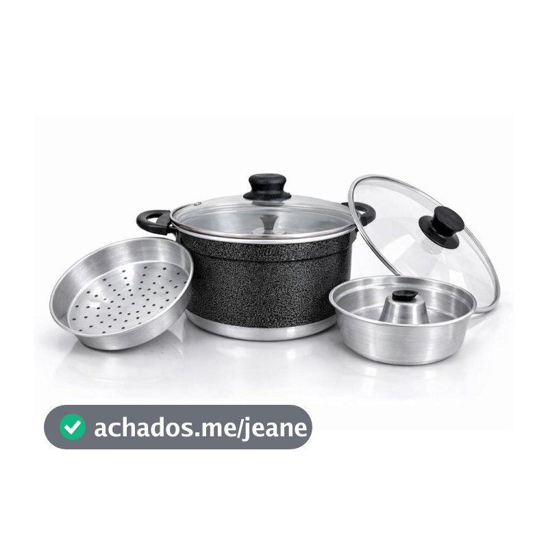 Panela Multiuso 3 em 1 Alumínio | Cuscuzeira + Forma de Pudim + Vapor Legumes