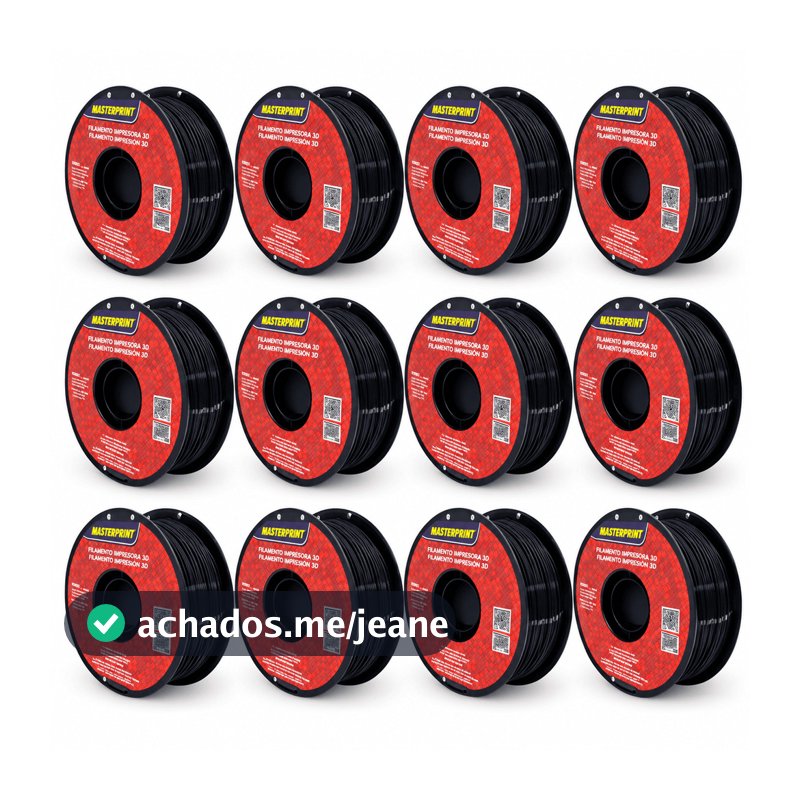 Kit 12 Filamentos Para Impressora 3d Petg 1,75mm 1kg Preto