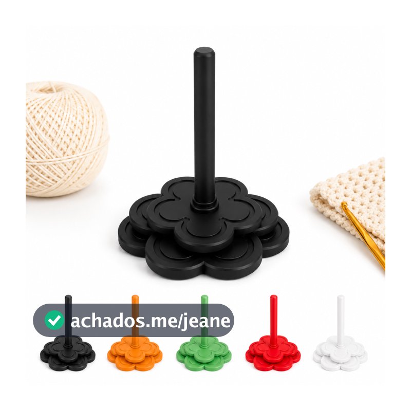 Suporte de Linha Giratório para Crochê Porta Novelo Barbante Tricô Lã Artesanato Sem Embolar