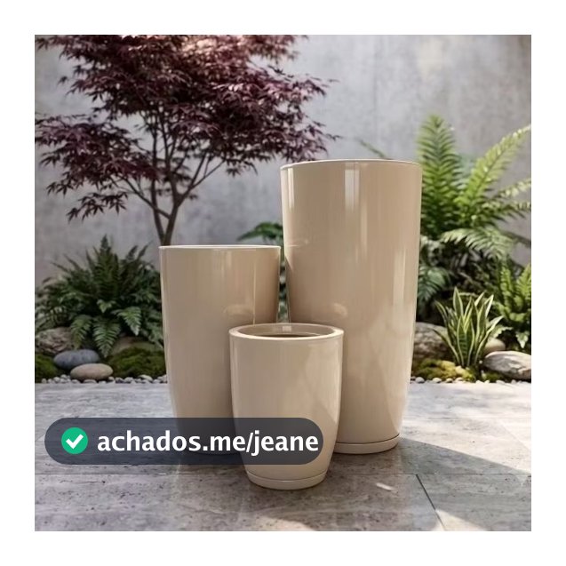 Kit 3 Vasos de Planta Polietileno Cone Bojo Polido Brilho N1 N2 N3 Luxo