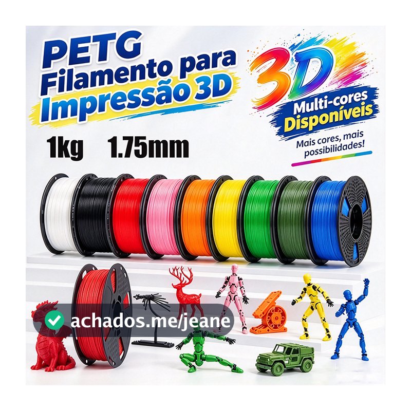 Filamento PETG 1,75mm 1kg Impressora 3D Alta Qualidade Tolerância 0,05mm Várias Cores Disponíveis
