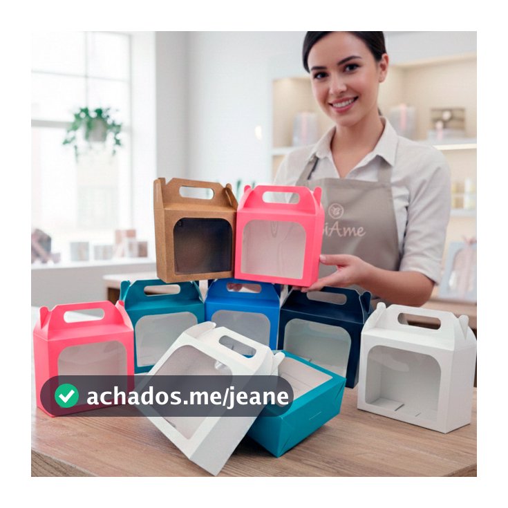 Caixa Embalagem de Presente Maleta com Visor Transparente 15x12x6 Embalagem Kit festa aniversário