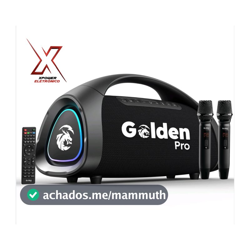 Caixa de som golden pro power box 17 / 2 microfone + controle remoto ipx67