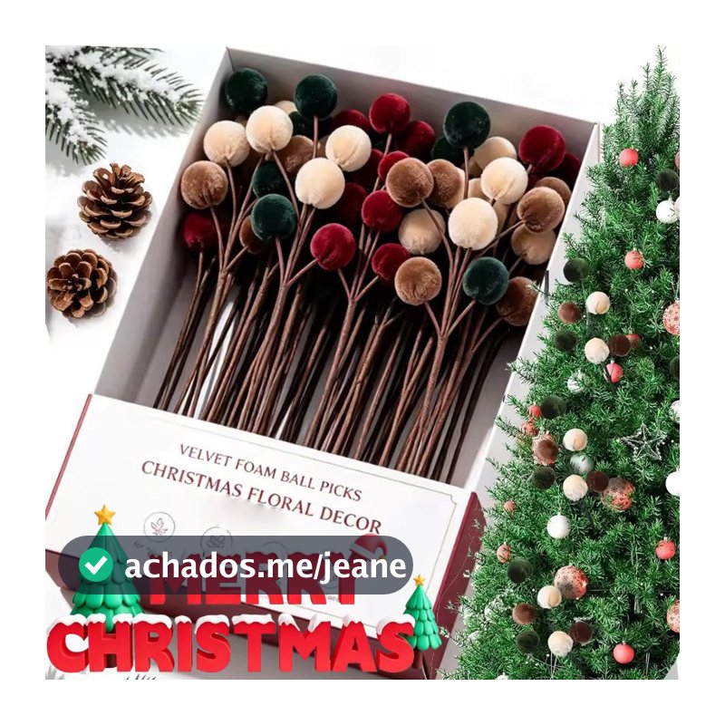 [Feliz Natal] Buquês De Bolas Artificiais De Árvore De-Adereços De Atmosfera De Lareira-Para Decoração De Festa-Ramos De