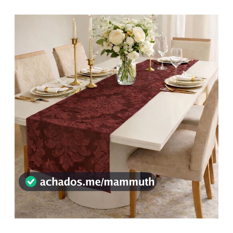 Caminho de Mesa  Jacquard 1,40 x 0,40 Luxo Alta Qualidade Cozinha Sala e Jantar Elegante