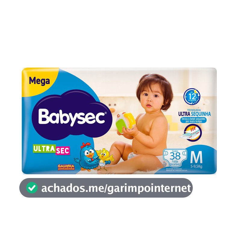 Fralda Descartável Babysec Galinha Pintadinha Ultrasec Mega M 38 Tiras