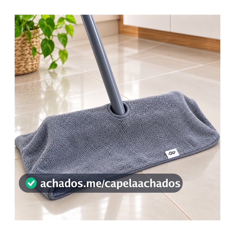 Pano de Chão em Microfibra com Encaixe para Cabo de Vassoura