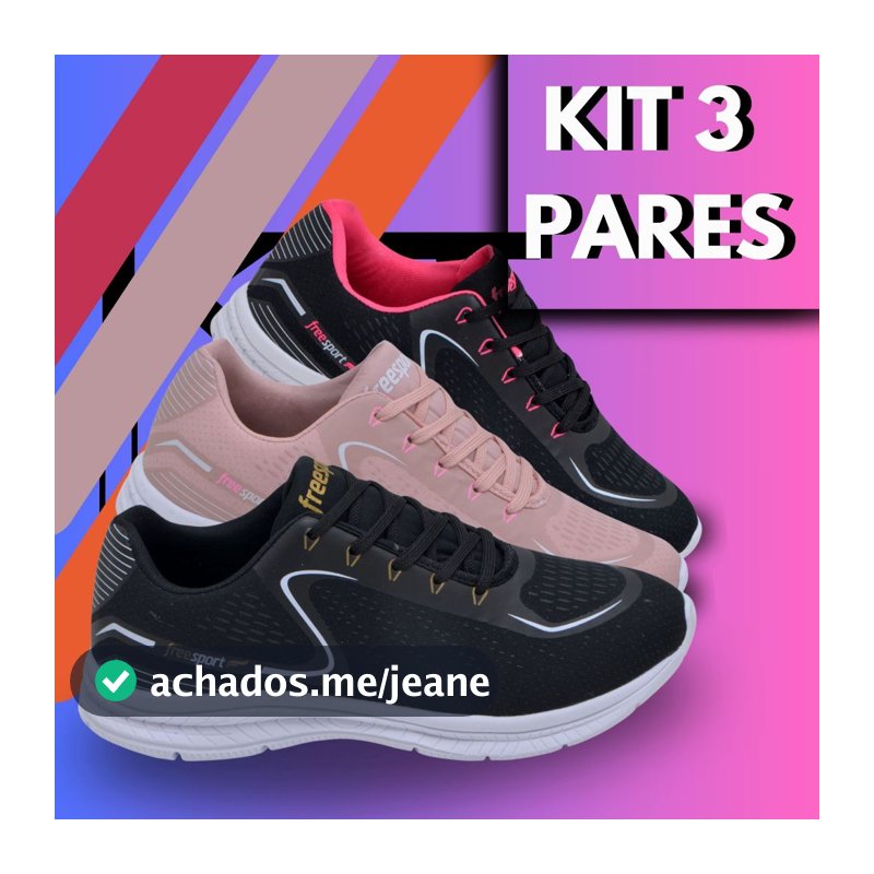 Kit 3 Pares Tênis Esportivos Masculino/Feminino para Academia Lazer
