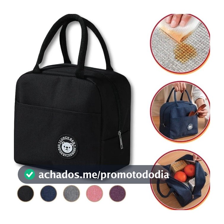 Bolsa Térmica Portátil de Mão Lancheira Marmita Viagem Piquenique Prático
