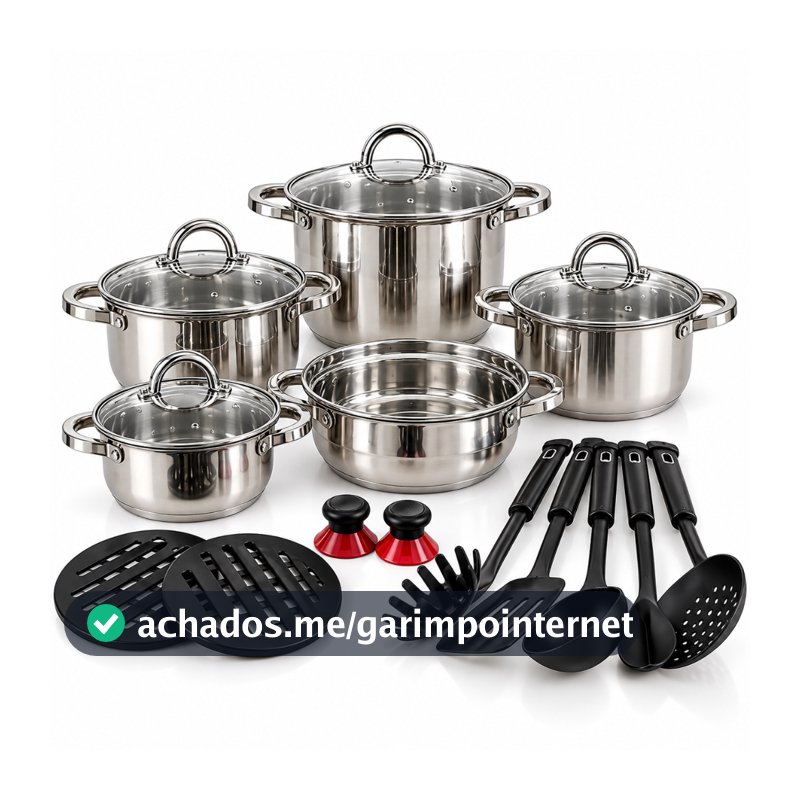 Jogo de Panelas Genebra Kit 19 Peças de Aço inoxidável fundo Triplo 9 camadas
