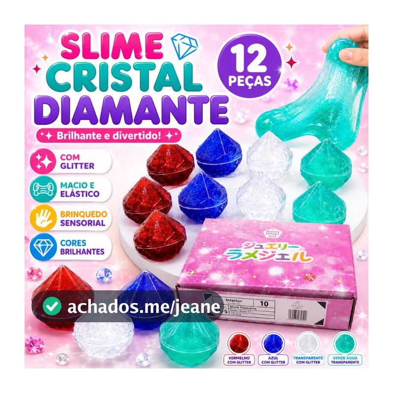 Kit 4/8/12/16 Unid Slime Cristal Diamante com Glitter Cores Sortidas Brinquedo Sensorial
