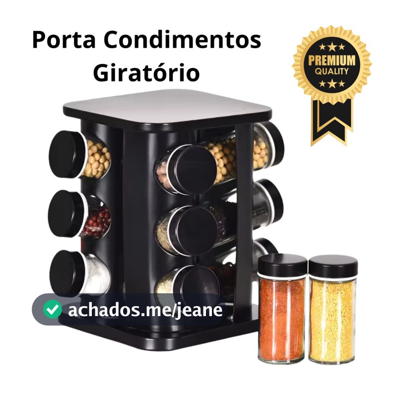 Porta Condimentos Giratório Tempero com 12 potes de Vidro 90G